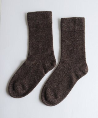 AND WOOL 〈上質な素材と手仕事から生まれた優しいニット〉カシミヤウール靴下 ブラウン