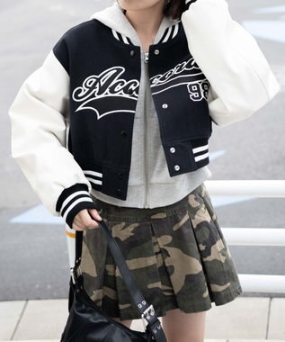 WEGO スタジアムロゴショートスタジャン ブラック