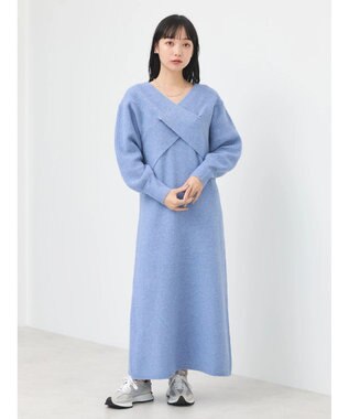 earth music&ecology Ｓｅｔ２点クロスニット＋ノースリーブニットワンピース Blue