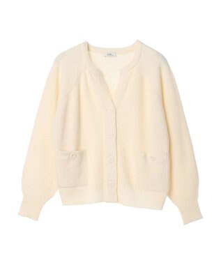 earth music&ecology ブークレーキーネックカーディガン Ivory