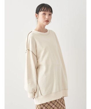 earth music&ecology 配色ルーズスウェット Ivory