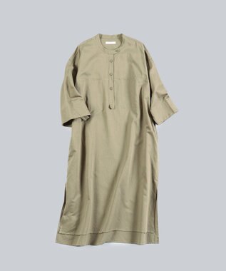 WHITE MAILS 【WOMEN】COTTON PAPER SOFT TWILL ワイドスリーブドレス カーキ