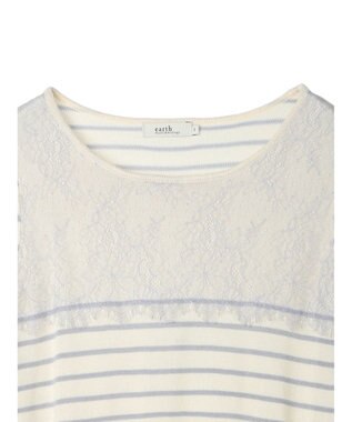 earth music&ecology レースボーダーニットプルオーバー Sax