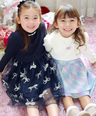 ANY KIDS ベロアリボン×ビジュー付きカチューシャ ブラック