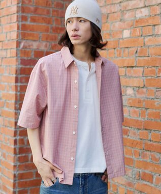 WEGO 【ユニセックス着用ITEM/MLサイズ展開】ミニチェックシャツ（SS） ピンク