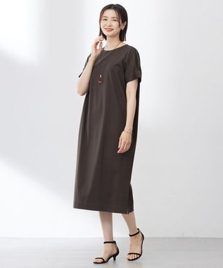 J.PRESS LADIES 【WEB限定カラーあり・洗える】コットンスムース ドルマンスリーブ ワンピース ダークブラウン系
