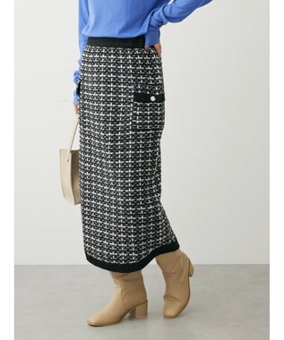 Green Parks ・ｆｕｒｒｙ　ｒａｔｅ　ツィードラメニットスカート Black