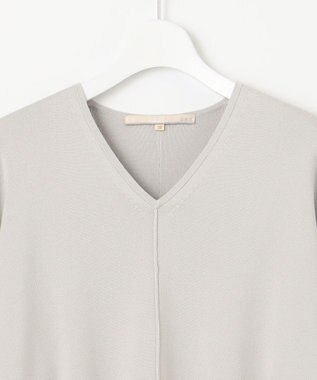 自由区 【WEB限定カラー有/洗える】コットンアセテート チュニック丈ニット ライトグレー系