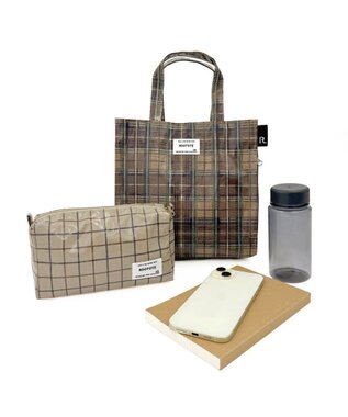 ROOTOTE 3609【ラミネート加工】WR.ポーチ.ラミネート-T 04：チェック・ベージュ