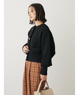 Green Parks ・ＥＬＥＮＣＡＲＥ　ＤＵＥ　パール釦カーディガン Black