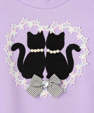 ANY KIDS ネコシルエット裏毛トレーナー ラベンダー