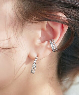 Tiaclasse 【金属アレルギー対応】ダブルラインカーブピアス シルバー