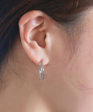 Tiaclasse 【金属アレルギー対応】ダブルラインカーブピアス シルバー