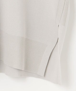 自由区 【WEB限定カラー有/洗える】コットンアセテート チュニック丈ニット ライトグレー系