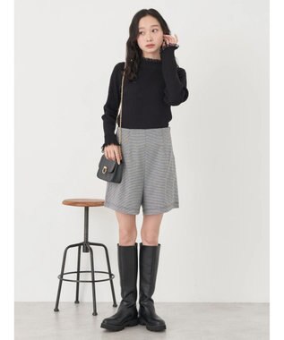 earth music&ecology レースドッキングリブニット Black