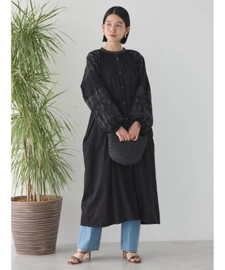 AMERICAN HOLIC インドコットン袖刺繍ワンピース Black