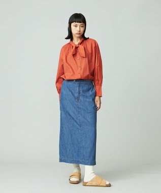 J.PRESS YORK STREET 【WOMEN】ソフトデニムスカート ダルブルー系