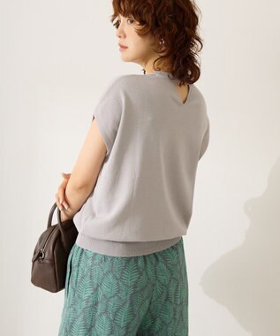 AMERICAN HOLIC 【WEB限定】接触冷感ラメフレンチスリーブニットプルオーバー Gray