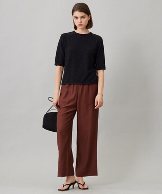 ICB L 【洗える】シャイニーラメジャガード カットソー ブラック系