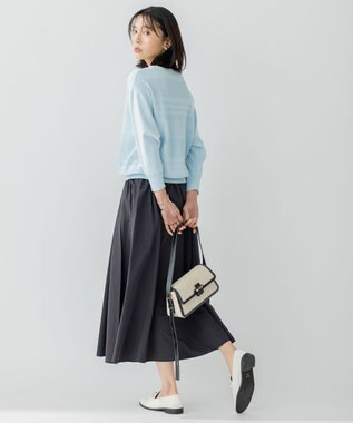 23区 【洗える】ラスターコットンポリエステル ニット スカイブルー系