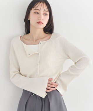 earth music&ecology 【予約】アシメ釦ツイストテレコカットソー アイボリー