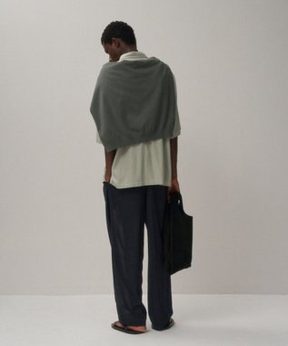 ATON TWIST WOOL GAUZE | ツータックイージーパンツ - UNISEX  NAVY TOP