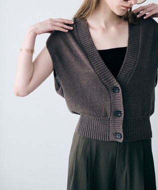 uncrave ラミーリネンニット ベスト カーキベージュ