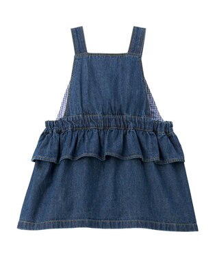 MIKI HOUSE HOT BISCUITS ワンポイントデニムジャンパースカート＆セーラーカラー長袖Tシャツギフトセット【BOX付き】 インディゴブルー