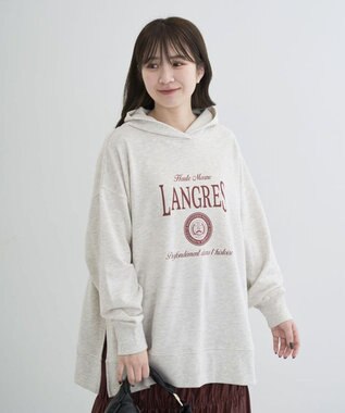 Green Parks 裏毛エンブレムパーカーチュニック Oatmeal