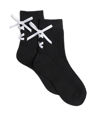 WEGO レースアップリボンソックス ブラック