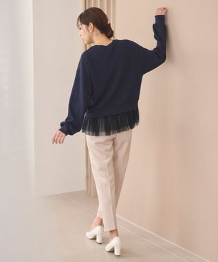 Feroux 【洗える】パールポイントテーパード パンツ ベージュ系