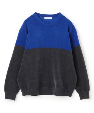 UNFILO MENS ライトモール ニット チャコールグレー×ロイヤルブルー