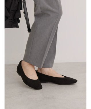 AMERICAN HOLIC 【整履き】スクエアトゥスェードフラットシューズ Black