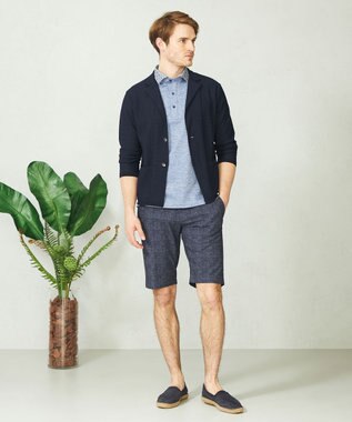 JOSEPH ABBOUD 【イージーケア】ウエストも伸びる！ライトウェーブ ハーフパンツ ネイビー系4