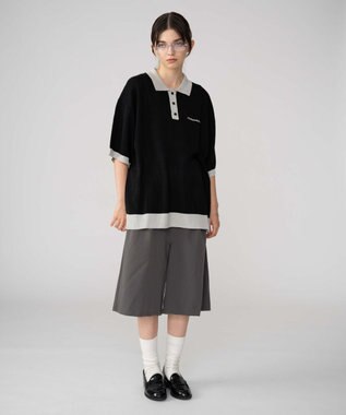 WEGO 【ユニセックス着用ITEM/MLサイズ展開】ワンポイントニットポロシャツ（SS） ブラック