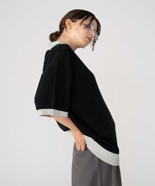 WEGO 【ユニセックス着用ITEM/MLサイズ展開】ワンポイントニットポロシャツ（SS） ブラック