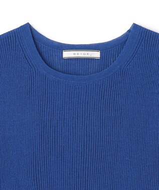 BEIGE， 【洗える】MILANO / リネン混シアーニットAラインワンピース Blue