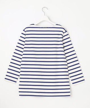 自由区 L 【洗える】コットンボーダー ボートネックカットソー ダルブルー系1