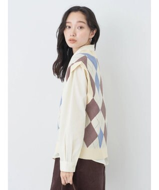 earth music&ecology アーガイルニットベスト Cream