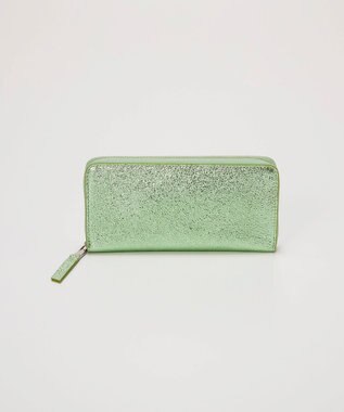 TOPKAPI 【TREASURE TOPKAPI】ウォッシュド レザー メタリック ラウンドファスナー 長財布 グリーン