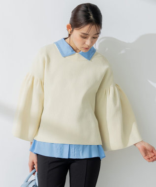 組曲 AMOSSAベルスリーブ ニット ベージュ系