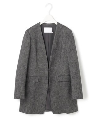 ICB ミックスヤーンツイード ノーカラージャケット グレー系7