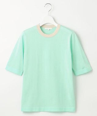 自由区 【アンサンブル対応・洗える】シャインハイゲージ5分袖 ニット ミント