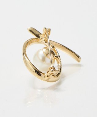 Phoebe <オンワード限定セット>金属アレルギー対応クイーンパールビジューセラミックポストピアス×クロスカーブパールビジューブローチ ホワイト