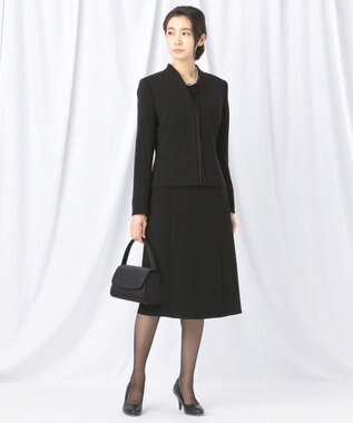 自由区 FORMAL 【洗える/縦横ストレッチ】セオプラスエス横二重ジャケット＋ワンピース ブラック系