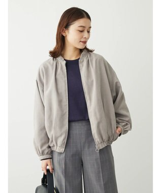 Green Parks スウェード調ギャザーブルゾン Gray