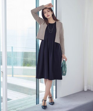 Tiaclasse L 【新色追加・洗える】ストレートショートニットボレロ グレージュ