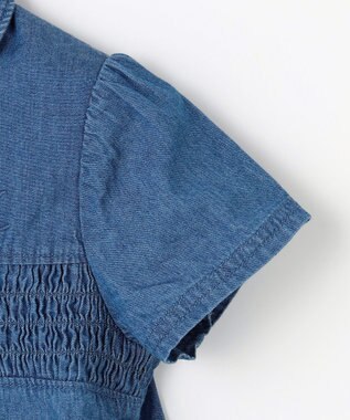 組曲 KIDS 【110-140㎝】 フラワーボタンデニムワンピース ネイビー