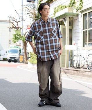 WEGO 【ユニセックス着用ITEM/SMLサイズ展開】オンブレチェックシャツ（SS） 柄5