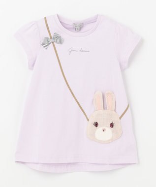 ANY KIDS 接触冷感ポシェットTシャツ ラベンダー×ウサギ